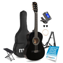 MAX SoloArt 3/4 Junior Acoustic Guitar Kit for Beginner Childrens Starter Set with Stand, Footrest & Accessories, Ideal Instrument Gift for Ages 8-13
