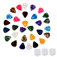 30Pcs Guitar Picks, 351 Celluloid Guitar Pick, Assorted Colours Guitar Plectrums, 0.46mm(Thin), 0.71mm(Medium), 0.96mm(Heavy) Guitar Picks for Electr
