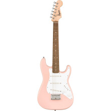 Squier by Fender Mini Stratocaster Beginner Electric Guitar Shell Pink