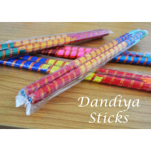 Dandiya Sticks - Beautiful Wooden Stick, 2 Pairs of Multi Color Dandiya Sticks for Couple, Special Navaratri Ocassion
