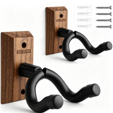 STRICH Guitar Wall Mount, Black Walnut Wood Guitar Wall Hanger, U-Shaped Guitar Stand Holder Hook for Acoustic Electric Guitars, Bass, Ukulele, Violi