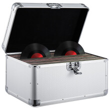 CROWNSHOP LP Storage Case 12" Record Storage Box 12" Vinyl LP Storage Box Case Aluminum Portable Lockable DJ Flight Carry Case Holds Albums Vinyl Rec