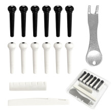 Desenda 12 PCS Acoustic Guitar Bridge Pins with Guitar Accessories Bridge Pin Puller Saddle Nut Guitar Pegs for Acoustic Guitars (Black+Ivory)