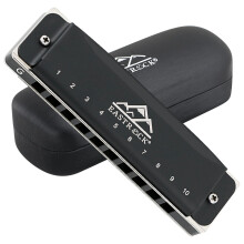 EastRock Harmonica 10 Holes 20 Tunes black Harmonica Key of G Mouth Organ for Beginner Gifts with Case and Cleaning Cloth (G,Black)