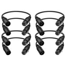 J&D XLR Cable - 8-Pack 5 Pin to 3 Pin DMX Lighting Cable, 30 cm