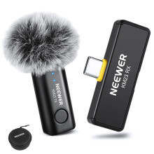 NEEWER Lavalier Wireless Microphone System, 1x USB C Receiver with OTG Adapter & 1x Noise Cancelling Omnidirectional Condenser Transmitter Compatible