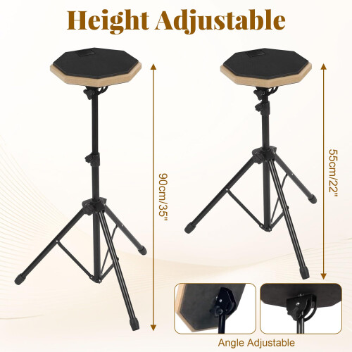 rloao Drum Practice Pad Set, Double Sided Silent Rubber Drum Pad 8"