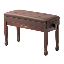 FILISITE Adjustable Height Piano Bench with Storage, Solid Wood Duet Keyboard Stool, Waterproof Padded Seat Cushion, Multi-Use Bench for Piano, Vanit