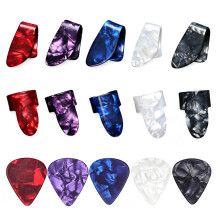 Heryson 15 Pcs Guitar Thumb Picks, Flat Finger Plectrums, Flexible Thumb Finger Pick Set for Acoustic Guitar, Banjo, Bass, Ukulele, Fingerstyle