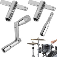 4Psc Drum Key Tool Accessories, Drum Tuner, Adjustable Drum Keys, Suitable for Parties and Drummer Enthusiasts, Acoustic Electronic Drum Silver