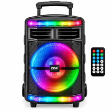 Pyle Portable Bluetooth PA Speaker System - 600W Bluetooth Speaker Portable PA System w/Rechargeable Battery 1/4" Microphone In, Party Lights, MP3/US