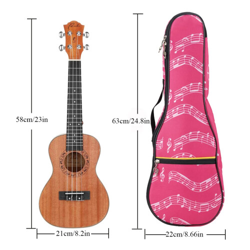 Pink Ukulele Case - 23 Inch Waterproof Padded Bag with Adjustable Straps 1