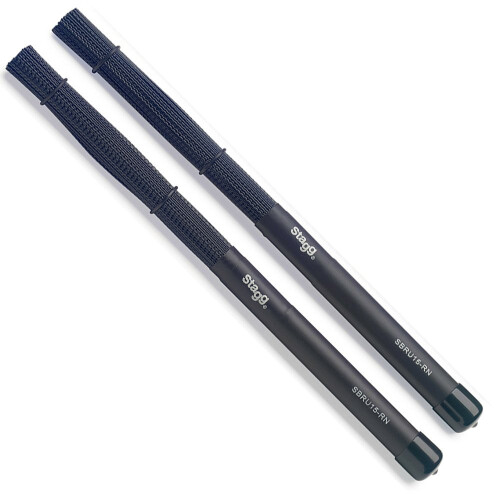 STAGG SBRU15-RN Polybristle Nylon Brushes with Black Rubber Handle Grip
