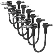 MOSWAG Guitar Pedal Patch Cables 6 pack 6 Inch guitar Effect Pedal Instrument Cable 1/4 Inch Right Angle Plugs Flat Guitar Patch Cables for Variety p