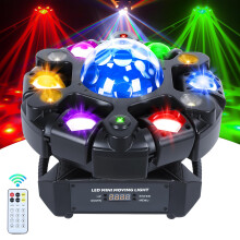 120W RGBW 6-Arm Moving Head Light, DMX512 Sound Activated Remote Control Stage Spotlight, 23 Channels LED DJ Light for Disco Club, Bar, Wedding, Part