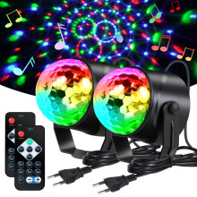 URAQT Disco Ball LED, 2 Pieces 360 Rotation Disco Ball Party Light with Remote Control 7 Colours RGB Modes Music Controlled Disco Ball LED Party Lam