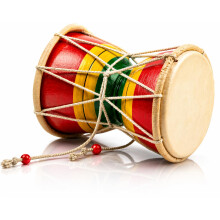 Indian Damru Hand Drum, 6 Inch Small, Wood & Leather Percussion Instrument