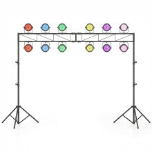 TANGZON Lighting Truss System, 10/11-Level Height Adjustable Stage Lighting Stand with Mounting Points & Triangular Legs, Metal Lighting Truss Bridge