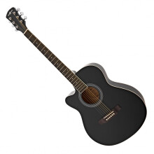Single Cutaway Left Handed Acoustic Guitar by Gear4music, Black