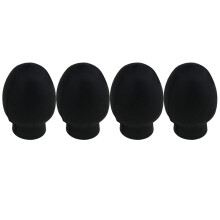 Mxfans 4Pcs Black Rubber Oval Drumstick Silent Practice Tips