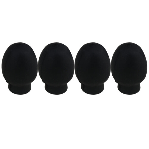 Mxfans 4Pcs Black Rubber Oval Drumstick Silent Practice Tips