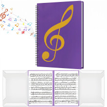 A4 Sheet Music Folder Choir Folders 40Pockets Waterproof Musical Scoresheet Music Sheet Holder Allow Annotations Spiral-Bound 4-Page Continuous Displ