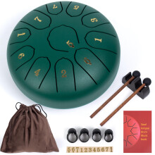 Rain Drum for Outside, 6 Inches 11 Notes Steel Tongue Drum (Green)