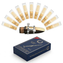 10-Piece Bb Clarinet Reeds Strength 2.5, Natural Cane, French Cut