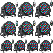 Leleght 10PCS RGB LED Stage Light, 72W Par Can Light DMX 7CH with Remote Control and Sound Activation, 7 Lighting Modes Disco Lights for Parties Wedd