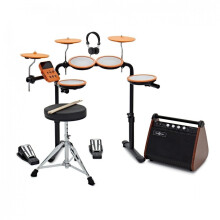VISIONDRUM Compact Mesh Electronic Drum Set with 50W Amp, Orange
