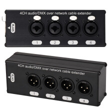 Fowecry 1Pair 4-Channel 3-Pin XLR or 6.3Mm Audio and over Network Cable Extender, XLR Audio Network Extender DMX512 Network Signal Extender Male+ Fem