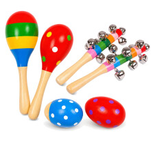 6pcs Maracas Set, Wooden Rattles and Shakers