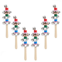 10pcs Wooden Jingle Bell Stick, ZODKSNO 18cm Hand Sleigh Bells Stick Shaker Jingle Bells Instrument for Christmas Party Performance