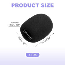 sourcing map 4pcs Microphone Foam Covers, 40mm (1.57") ID 10mm (0.39") Thickness Microphone Windscreen Foam Cover for Most Handheld Microphones, Blue