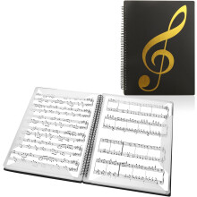 Abaigeal 2 Pack A4 Sheet Music Folder, 60 Pockets/30 Pages Spiral Sheet Music Binder Organizer, A4 Music Folder with Plastic Sleeves for Piano Guitar
