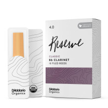 D'Addario Organic Reserve Classic Bb Clarinet Reeds - Reeds for Clarinet - Individually Sealed - 4.0 Strength, 10 Pack