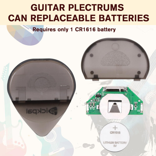 JIZZU Auto LED Light Guitar Pick 3PCS, Pink White Green Light 2