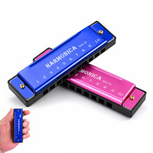 2 Pcs Harmonicas, Blue and Pink Harmonica, 10 Hole 20 Tone Diatonic Mouth Organ Harmonica c, Titanium Mini Harmonicas for Adults Beginners & Performe