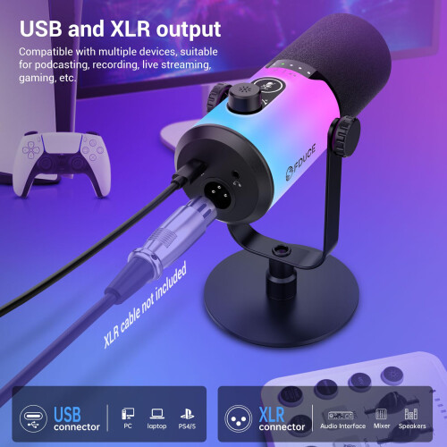 FDUCE D20 Dynamic XLR/USB Gaming Microphone with Desktop Stand 2