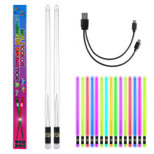 A Pair of LED Drum Sticks, PC Polymer Material Rechargeable Color-Changing Light Up Drumsticks Cool LED Light Up Drumsticks with Storage Bag for Adul