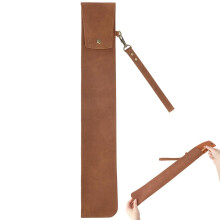 CALFOVERA Hanging PU Leather Drumstick Bag Portable Drum Stick Case with Detachable Wrist Strap Drumstick Storage Carrying Holder Pouch Handbag Rack