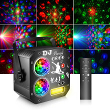Vicalo 7-in-1 Disco Lights with Dual Disco Balls, Sound Activated DJ Lights, RGB LED Stage Party Lights, UV Effects, Rotating Disco Lights for Partie