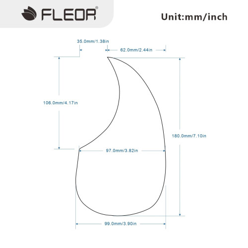 FLEOR Acoustic Guitar Pickguard Comma Shape Self-adhesive Celluloid Material Scratch Plate，Black 1
