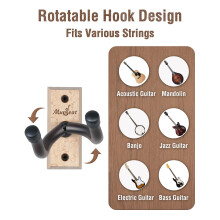 Musbeat Guitar Wall Mount, Beech Wood Guitar Wall Hanger, U-Shaped Guitar Hanger Wall Mount for Acoustic, Electric, Bass Guitar, Banjo, Mandolin, Gui