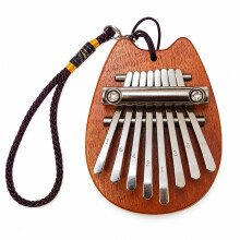 8 Kalimba Marimba Mini Thumb Piano, 8 Key Cat Shape Wood Finger Instrument with Metal Tines, Portable Musical Pendant Gift for Beginners