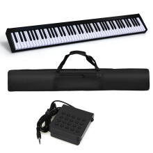 GYMAX 88 Keys Digital Piano, Portable Keyboard Piano with Bluetooth, MP3/USB/MIDI, Sustain Pedal & Carrying Bag, Full-size Electronic Keyboard for Be