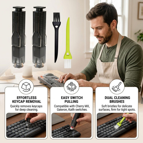Keycap Puller, Keyboard Key Remover, 4-Piece Cleaning Tool Set 2