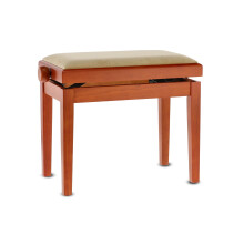 GEWA Piano Bench Deluxe, Solid Wood, Height Adjustable, Matte Cherry