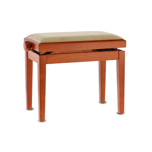 GEWA Piano Bench Deluxe, Solid Wood, Height Adjustable, Matte Cherry