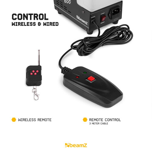 beamz Rage600 Smoke Machine with Wireless Remote, 600W, Small, 500ml 1